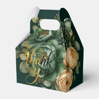 Emerald green and gold floral bouquet favor box