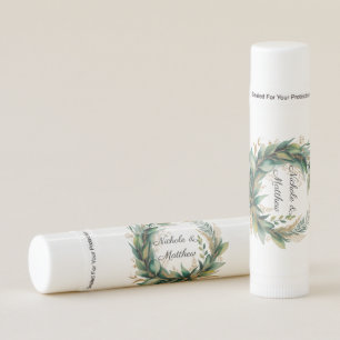 Emerald Green and Gold Floral Frame Wedding Favor Lip Balm