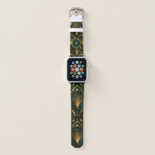 Emerald Green and Gold Gatsby Art Deco Apple Watch Band