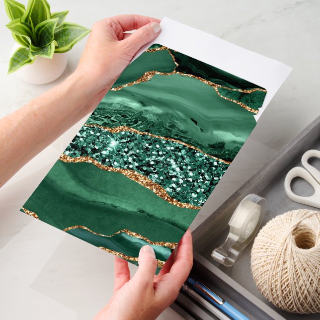 Emerald Green and Gold Glitter Envelope Mailers (Desk)