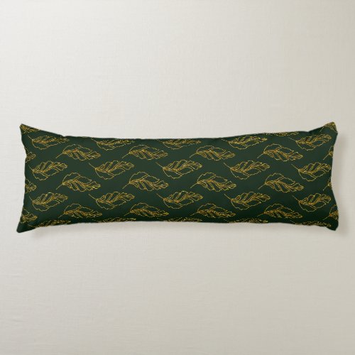 Emerald Green and Gold Leaf Body Pillow