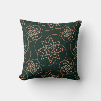 Emerald Green and Gold Mandala Throw Pillow