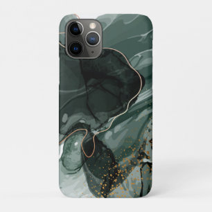 Emerald Green and Gold Marble, Marble Background iPhone 11 Pro Case