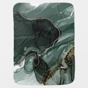 Emerald Green and Gold Marble, Marble Background F Baby Blanket