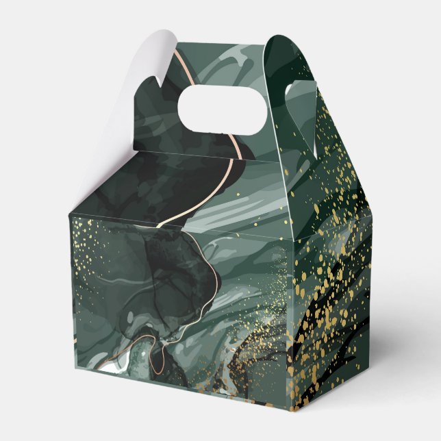 Emerald Green and Gold Marble, Marble Background Favor Boxes (Front Side)
