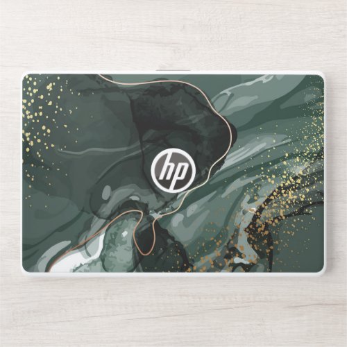 Emerald Green and Gold Marble Marble Background HP Laptop Skin