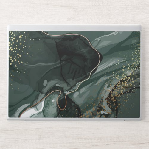 Emerald Green and Gold Marble Marble Background HP Laptop Skin