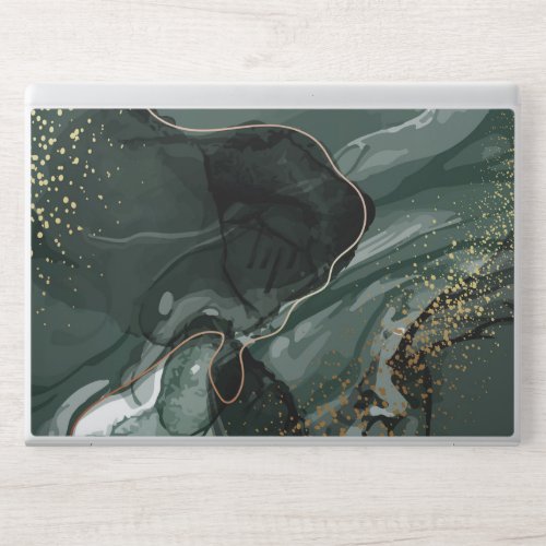 Emerald Green and Gold Marble Marble Background HP Laptop Skin