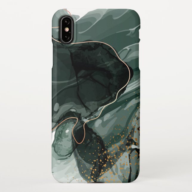Emerald Green and Gold Marble, Marble Background iPhone Case