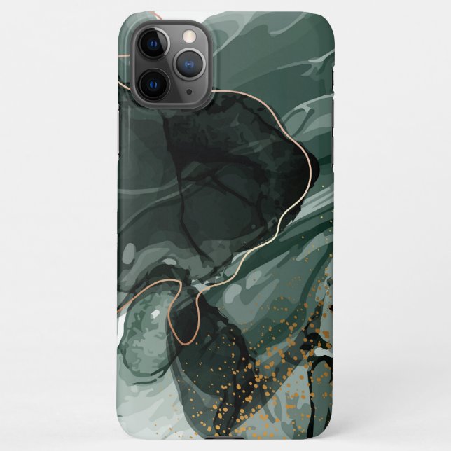 Emerald Green and Gold Marble, Marble Background iPhone Case (Back)