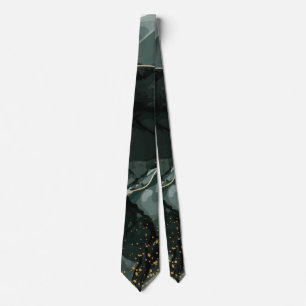Emerald Green and Gold Marble, Marble Background  Neck Tie
