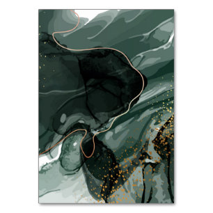 Emerald Green and Gold Marble, Marble Background Table Number