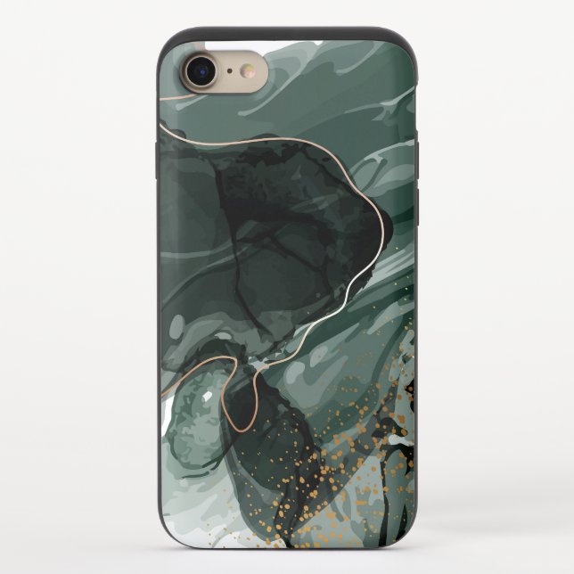 Emerald Green and Gold Marble, Marble Background Uncommon iPhone Case (Back)