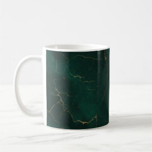Emerald Green and Gold Marble Texture Luxury Coffee Mug