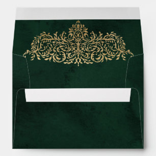 Emerald green and Gold Ornate Royal Wedding Envelope