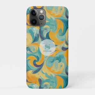 Emerald Green and Gold Paisley-Inspired Abstract iPhone 11 Pro Case
