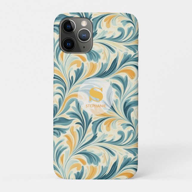 Emerald Green and Gold Paisley Leaf Pattern Case-Mate iPhone Case (Back)