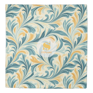 Emerald Green and Gold Paisley Leaf Pattern Duvet Cover