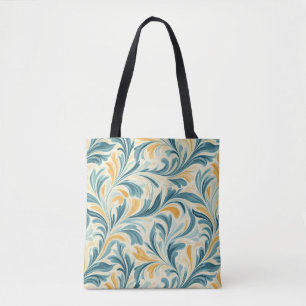 Emerald Green and Gold Paisley Leaf Pattern Tote Bag