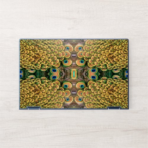 Emerald Green and Gold Peacock Feathers HP Laptop Skin