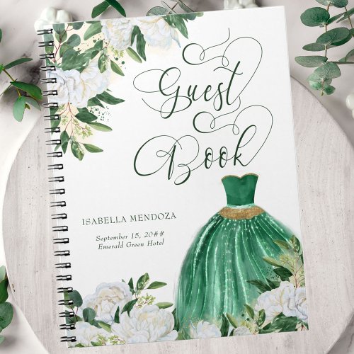 Emerald Green and Gold Princess Budget Guest Book