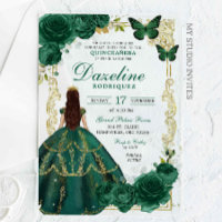 Emerald Green and Gold Princessa Quinceañera
