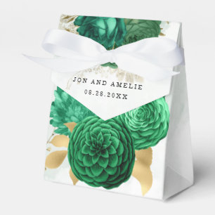 Emerald Green and Gold Shiny Favor Boxes