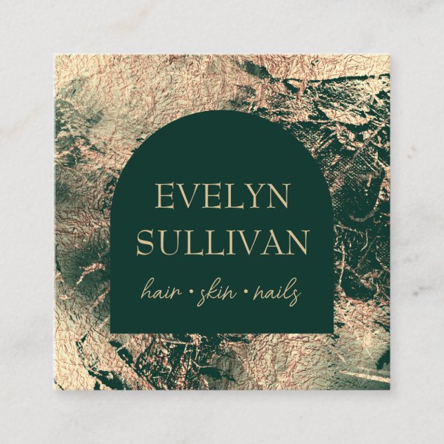 Emerald green and gold texture business card (Front)