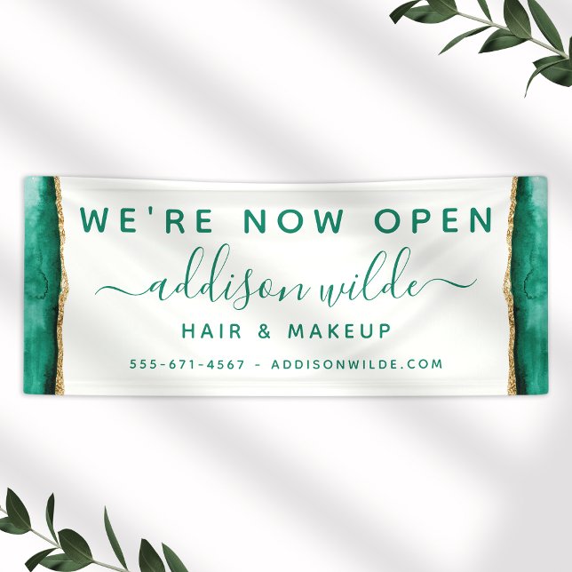 Emerald Green And Gold Watercolor Business Banner (Creator Uploaded)