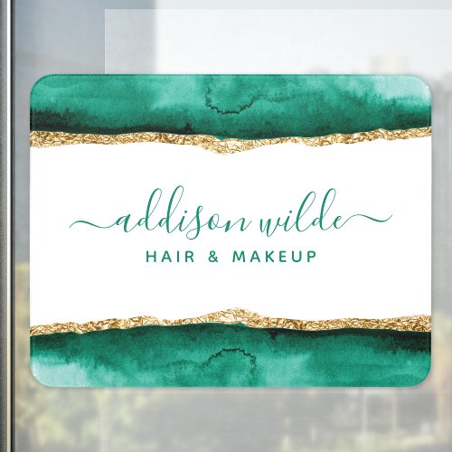 Custom Door Signs 11 Emerald Green And Gold Watercolor Business Door Sign