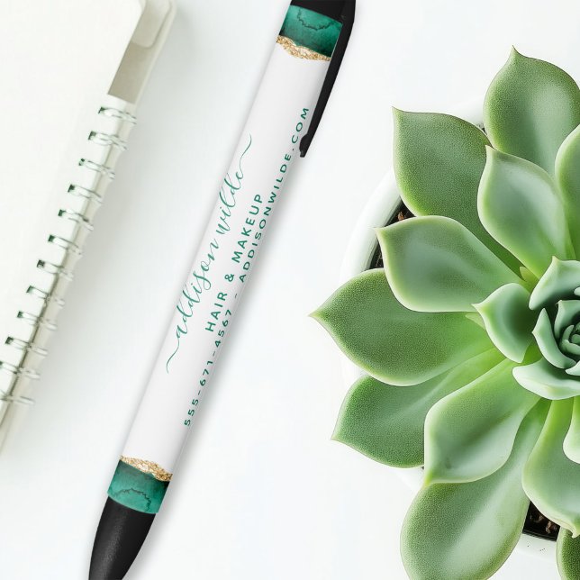 Emerald Green And Gold Watercolor Business Pen (Creator Uploaded)