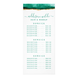 Emerald Green And Gold Watercolor Rack Card