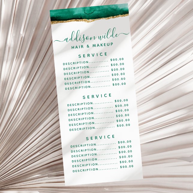 Emerald Green And Gold Watercolor Rack Card (Creator Uploaded)