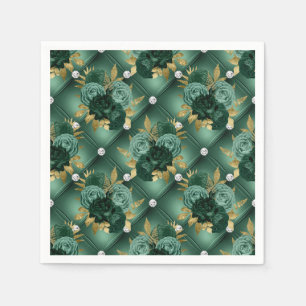 Emerald Green and Gold Wedding Napkins