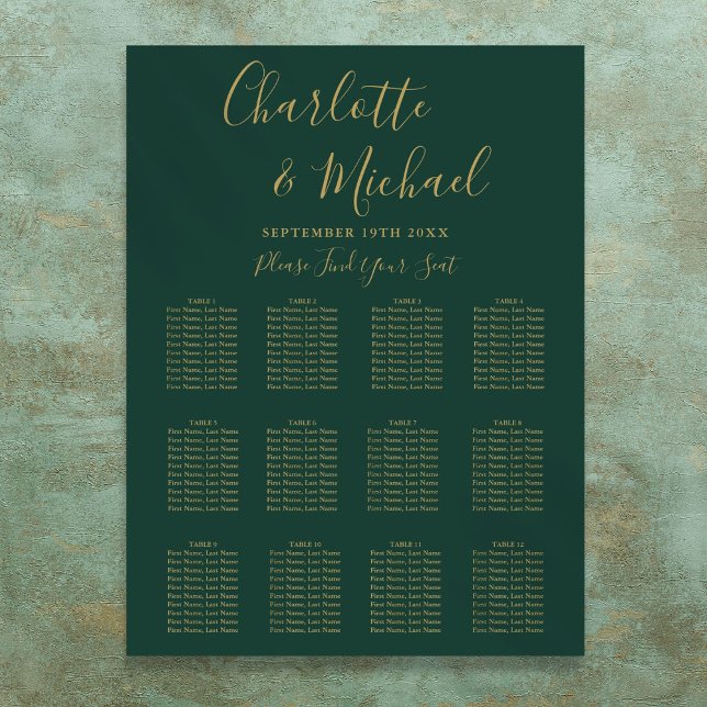 Emerald Green And Gold Wedding Seating Chart (Emerald Green And Gold Wedding Seating Chart)