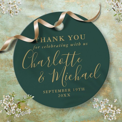 Emerald Green And Gold Wedding Thank You Favor Tags