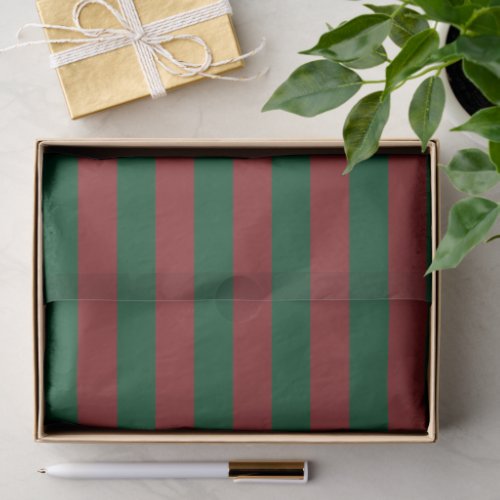 Emerald Green and Merlot Red Stripe Christmas Tissue Paper