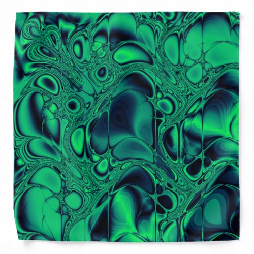 Emerald Green and Palatinate Blue Abstract Marble Bandana