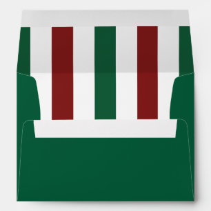 Emerald Green and Red Striped Envelopes