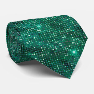 Emerald Green and Silver Sparkles  Neck Tie