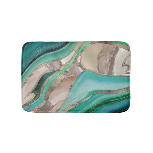 Emerald green and taupe marble bath mat