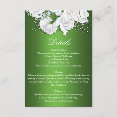 Emerald Green and Vintage Roses Wedding Details