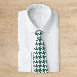 Emerald Green and White Classic Houndstooth Neck Tie
