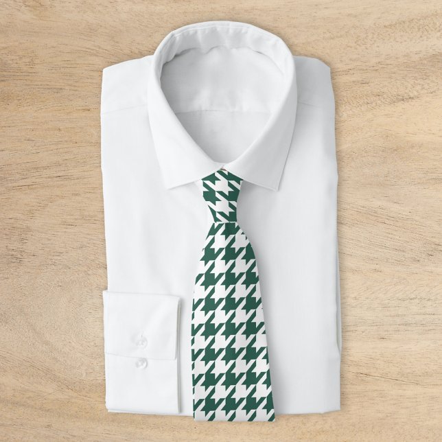 Emerald Green and White Classic Houndstooth Neck Tie (Creator Uploaded)