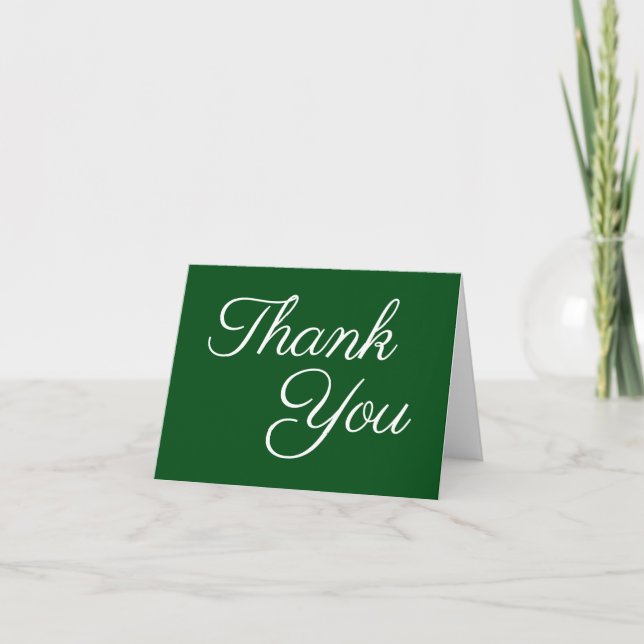 Emerald Green and White Elegant Calligraphy Thank You Card (Front)