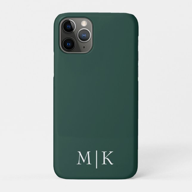 Emerald Green and White | Modern Monogram Case-Mate iPhone Case (Back)