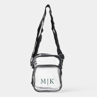Emerald Green and White | Modern Monogram Clear Crossbody Bag