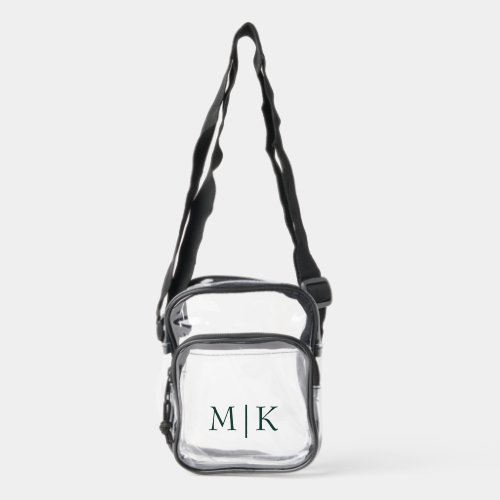 Emerald Green and White | Modern Monogram Clear Crossbody Bag