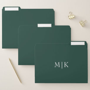 Emerald Green and White Modern Monogram File Folder
