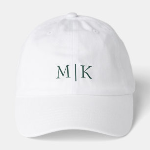 Emerald Green and White   Modern Monogram Hat